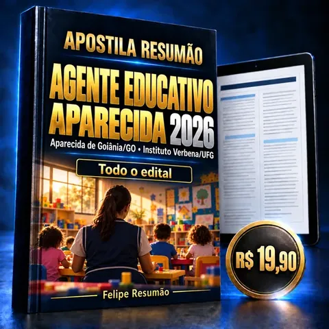Capa da Apostila Resumão Agente Educativo Aparecida de Goiânia 2026