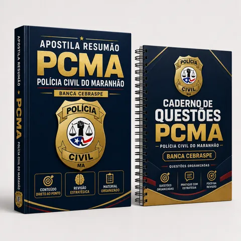 Capa da Combo PCMA 2026: Resumão + Caderno de Questões