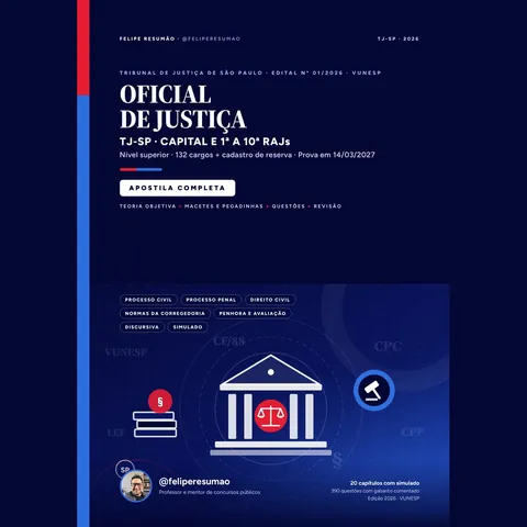 Capa da Apostila Completa TJ-SP 2026 Oficial de Justiça