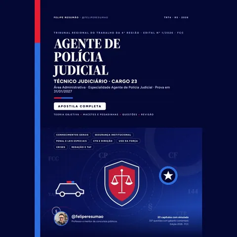 Capa da Apostila Completa TRT-4 2026 Agente de Polícia Judicial