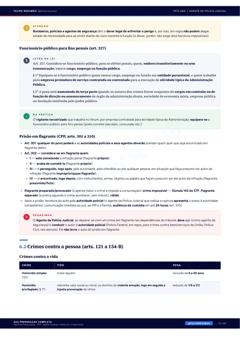 Página 113 da apostila: Direito Penal, Crimes contra a pessoa (arts. 121 a 154-B)
